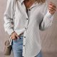 Black Stripe Roll-tab Sleeve Pocketed Long Shirt