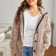 Cable-Knit Fleece Lining Button-Up Hooded Cardigan
