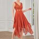 Chic Deep V-Neck Sleeveless Dress with Asymmetrical Hem