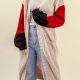 Color Block Rib-Knit Longline Cardigan with Front Pockets