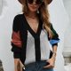 Contrast Button Front V-Neck Cardigan