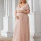 Deep V-Neck A Line Short Sleeves Wholesale Maternity Dresses