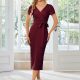 Deep V Neck Short Sleeve Wholesale Cocktail Dresses With Belt