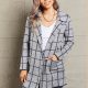 Double Take Printed Open Front Lapel Collar Cardigan with Pockets