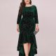 Elegant Plus Size Bodycon Wholesale High-Low Velvet Party Dress