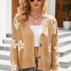 Floral Ribbed Trim Drop Shoulder Cardigan