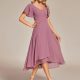 Flowy Chiffon High Low Evening Gown with Ruffle Details
