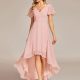 High Low Short Sleeve Chiffon Wholesale Evening Dresses